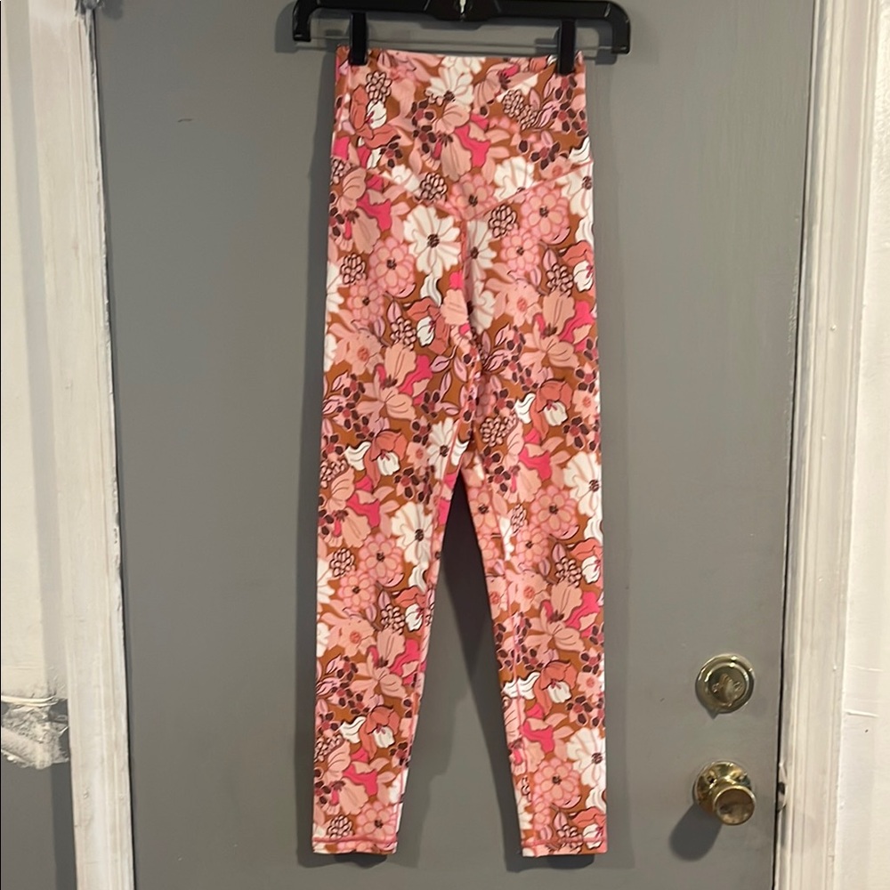Aerie Floral Pink and Brown Leggings